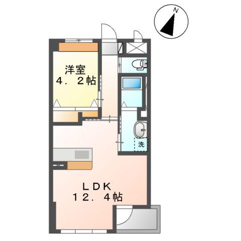 サンライズ西中田(1LDK/2階)の間取り写真