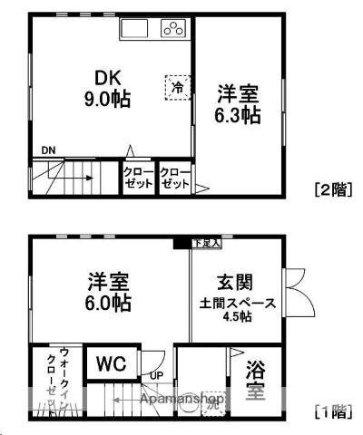 CREATE BASE(2DK/1階)の間取り写真