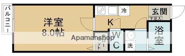 ラプラス小松島(1K/2階)の間取り写真
