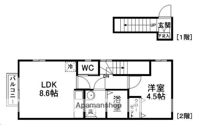 ALBA STYLE 一本杉(1LDK/2階)の間取り写真