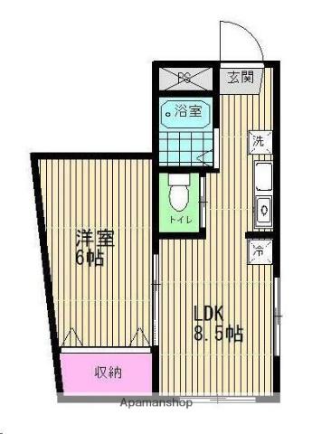 プランドビル銀杏町(1LDK/3階)の間取り写真