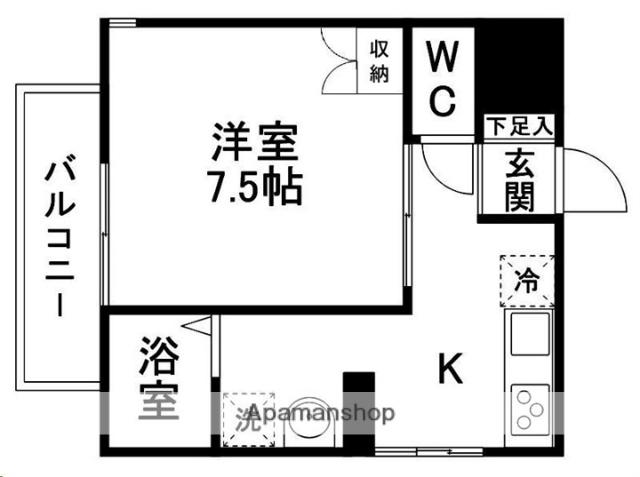 スタークメゾン小松島(1K/1階)の間取り写真