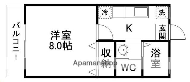 MYハイツ1号館(1K/2階)の間取り写真