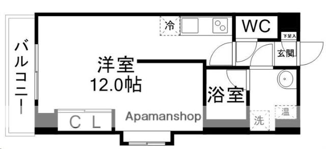 しゃとれ向山(1K/2階)の間取り写真