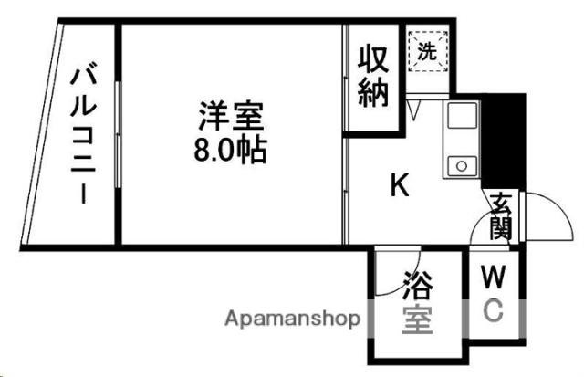 シャンブル宮町(1K/2階)の間取り写真