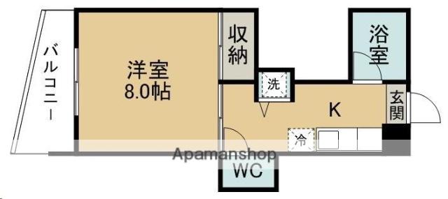 シャンブル宮町(1K/3階)の間取り写真
