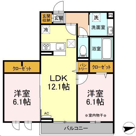 ザ・レジデンス雅(2LDK/3階)の間取り写真