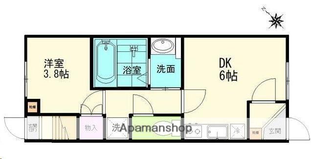 パール・ワンA(1DK/1階)の間取り写真