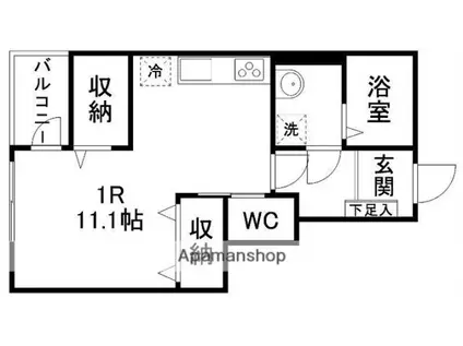 スクエアあすと長町(ワンルーム/1階)の間取り写真