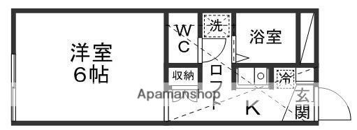 新後K・S(1K/1階)の間取り写真