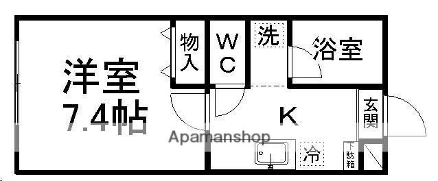 全健ハイム八木山Ⅰ(1K/1階)の間取り写真