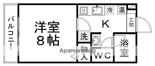 全健ハイム八木山Ⅱ(1K/2階)の間取り写真