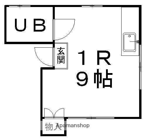 コーポ一高南B(ワンルーム/2階)の間取り写真