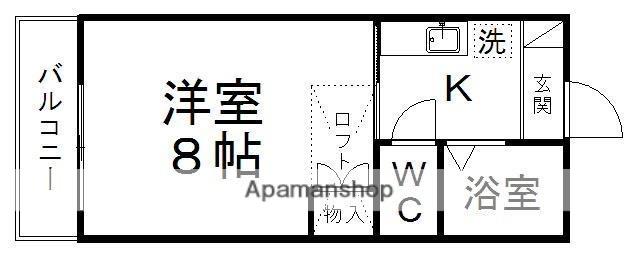 スワンクレストⅡ(1K/1階)の間取り写真