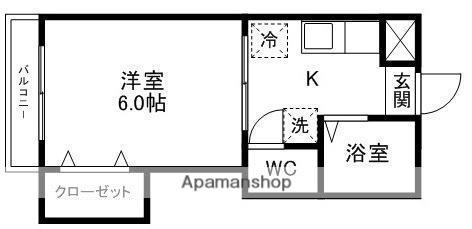 ピースフル一番町駅南(1K/3階)の間取り写真
