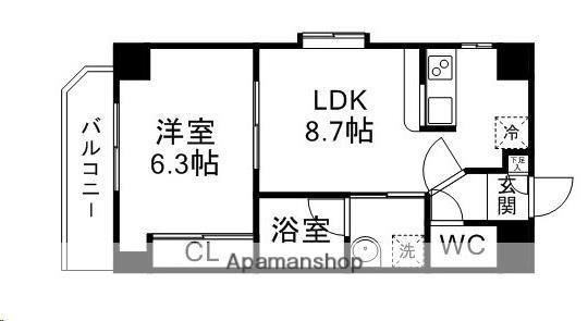 ガーデンロッジⅠ(1LDK/6階)の間取り写真
