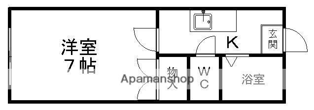 ホワイトキャッスル一本杉Ⅲ(1K/2階)の間取り写真