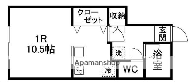 プランドール桜木(ワンルーム/1階)の間取り写真