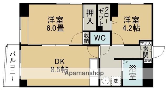 オルゴグラート仙台(2DK/2階)の間取り写真