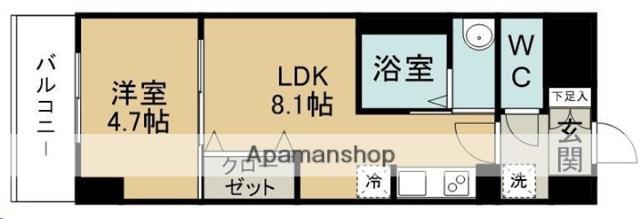 アスコットあすと長町(1LDK/3階)の間取り写真