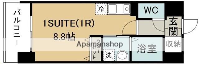プラチナスイート五橋駅ガーデンコート(ワンルーム/12階)の間取り写真