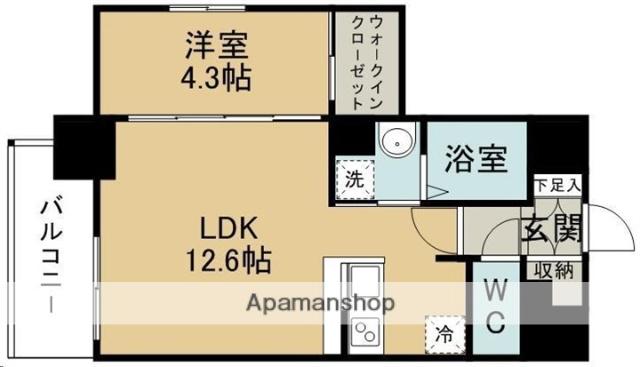 プラチナスイート五橋駅ガーデンコート(1LDK/8階)の間取り写真