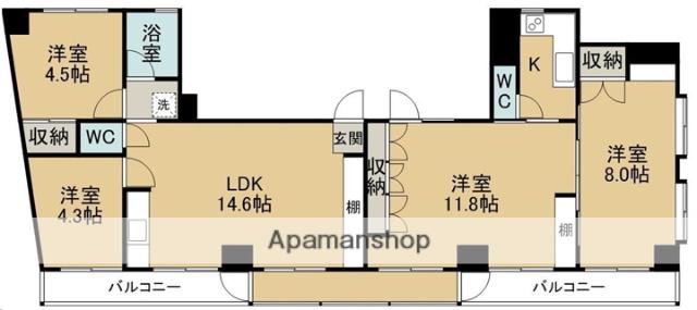 サンファンレジデンス(4LDK/5階)の間取り写真