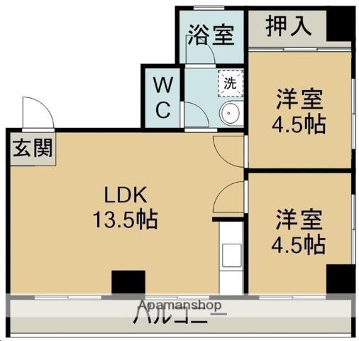 サンファンレジデンス(2LDK/8階)の間取り写真