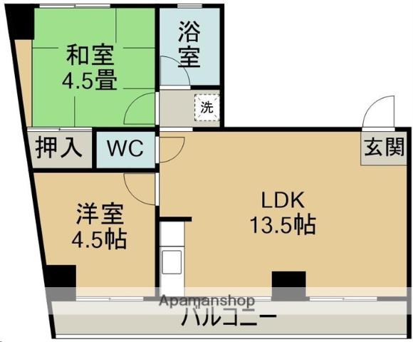 サンファンレジデンス(2LDK/9階)の間取り写真