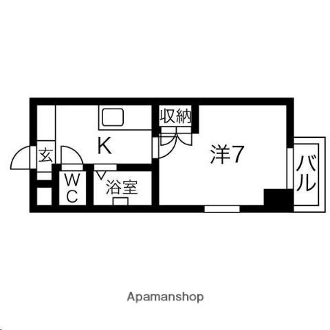 アイショウプラザ旭ヶ丘Ⅴ(1K/4階)の間取り写真