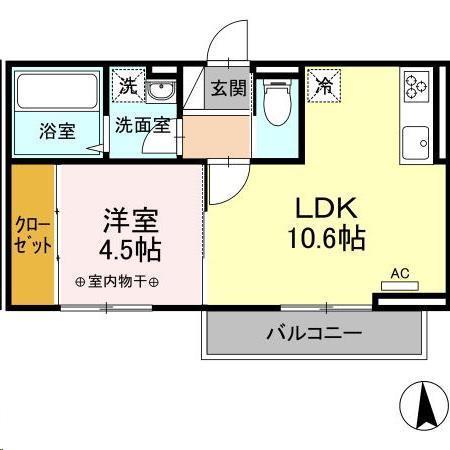レコルト木町(1LDK/2階)の間取り写真