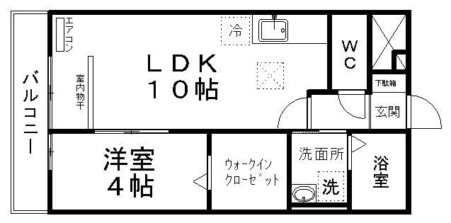 フラワータウン八木山(1LDK/1階)の間取り写真