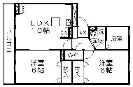 セントレ富沢(2LDK/1階)の間取り写真