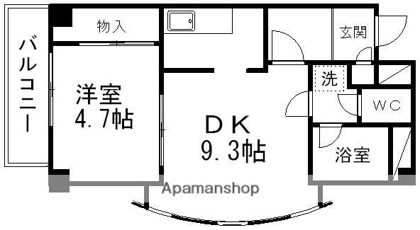 ロイヤルヒルズ柳生Ⅱ(1DK/3階)の間取り写真