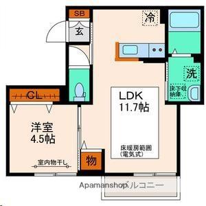 パセオプラシード泉中央(1LDK/1階)の間取り写真
