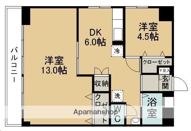 サニービル(2DK/6階)の間取り写真