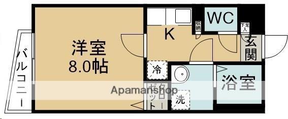 ティンガーラ高松(1K/3階)の間取り写真