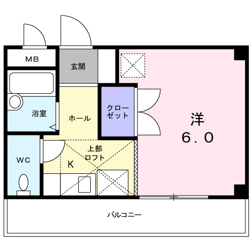 グレイスコート(ワンルーム/2階)の間取り写真