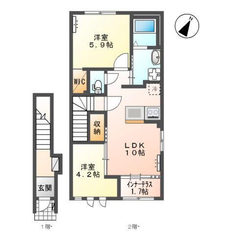 ウィステリア(2LDK/2階)の間取り写真