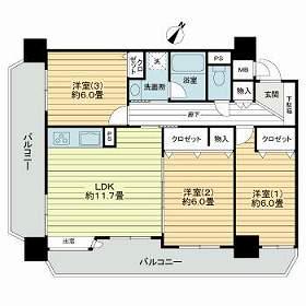 ライオンズマンション福田町(3LDK/6階)の間取り写真