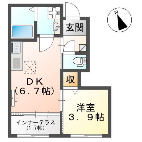 桜ヶ丘Ⅰ・35(1DK/1階)の間取り写真