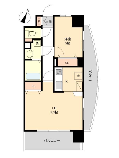 レジディア榴岡公園(1LDK/2階)の間取り写真