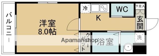 プラチナスイート西公園駅サウス GARDEN(1K/5階)の間取り写真