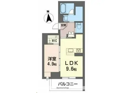 仙石線 榴ケ岡駅 徒歩7分 4階建 築1年(1LDK/2階)の間取り写真