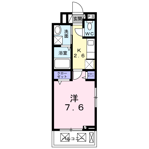 カルムコトー(1K/2階)の間取り写真