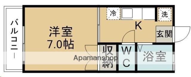 コーポユートピア宮町B(1K/2階)の間取り写真