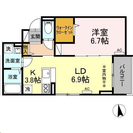 D-ROOM南材木町(1LDK/2階)の間取り写真