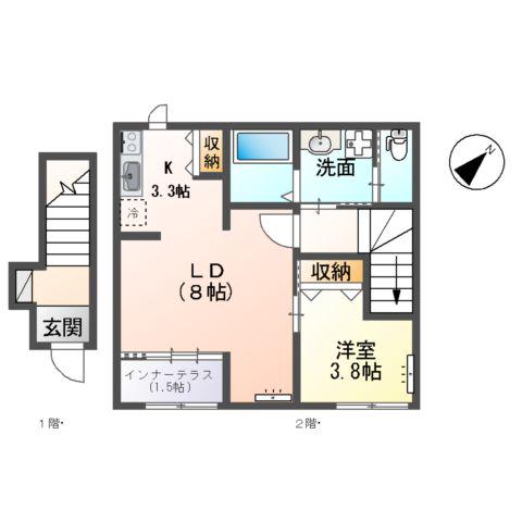 サファールYⅡ(1LDK/2階)の間取り写真