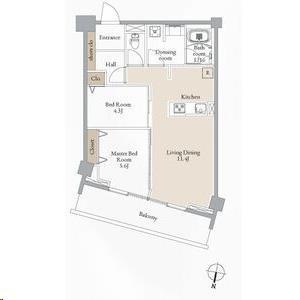 ブルーヴェル青葉通(2LDK/5階)の間取り写真