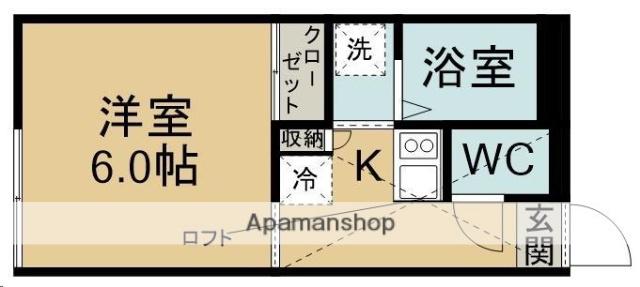 リベェールⅡ(1K/1階)の間取り写真